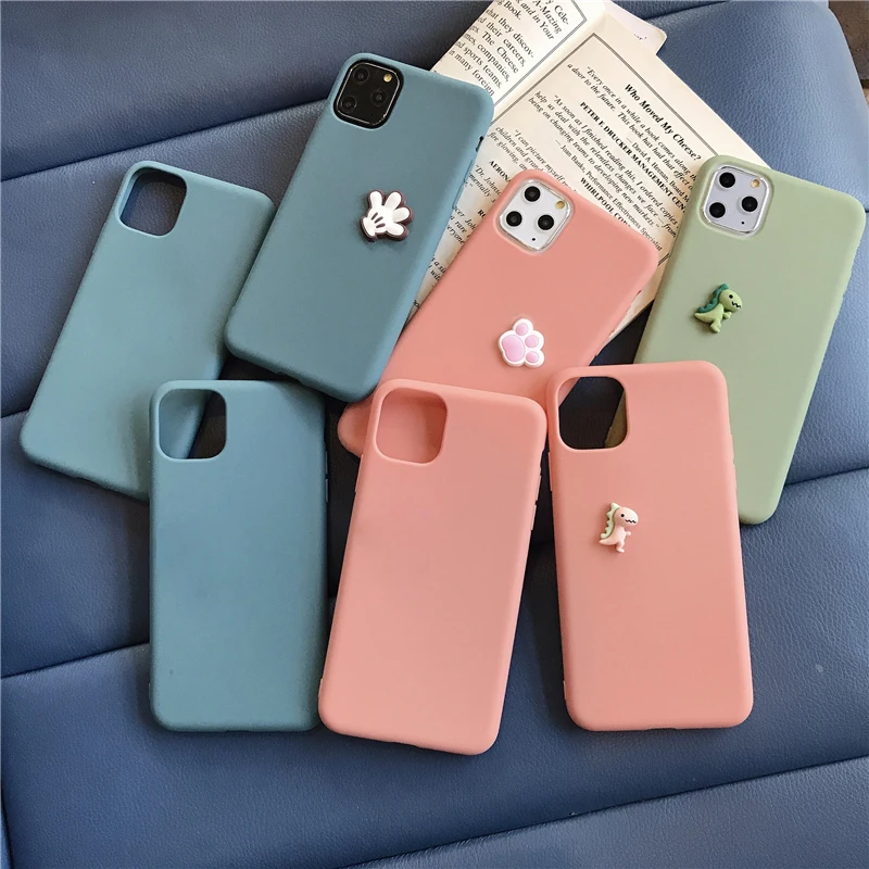 Милый простой мягкий силиконовый чехол с 3D рисунком для iPhone 11 Pro X XR Xs Max 6 6s 7 8 Plus