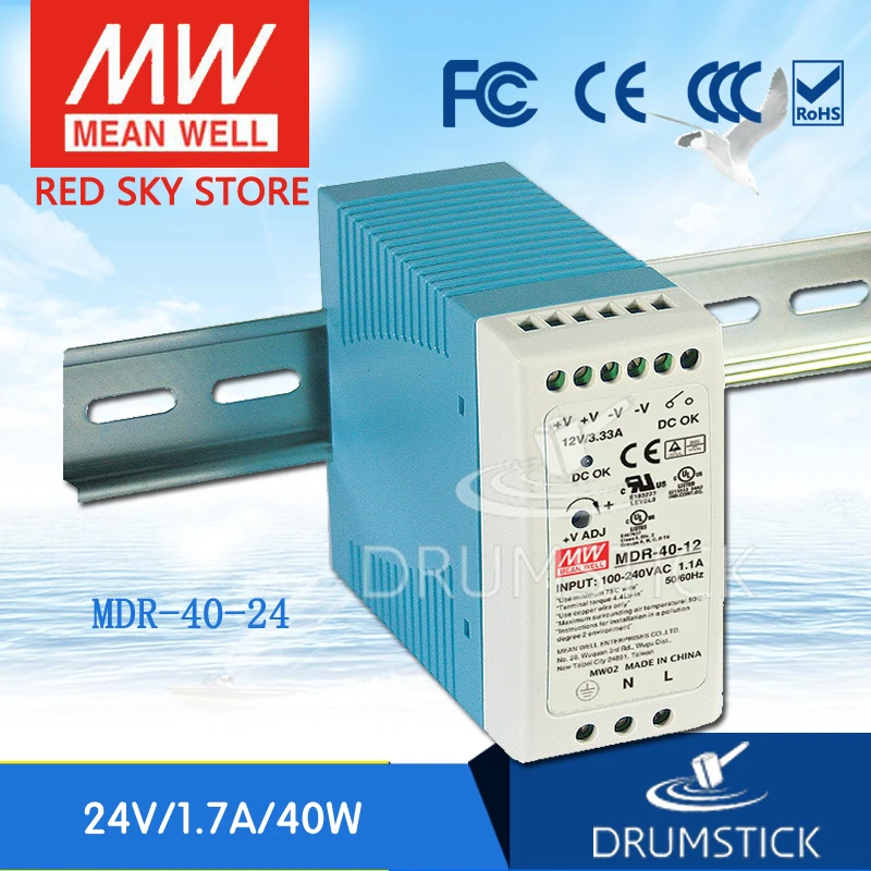 

kindly MEAN WELL 6Pack MDR-40-24 24V 0.83A MDR-40 24V 39.8W Single Output Industrial DIN Rail Power Supply