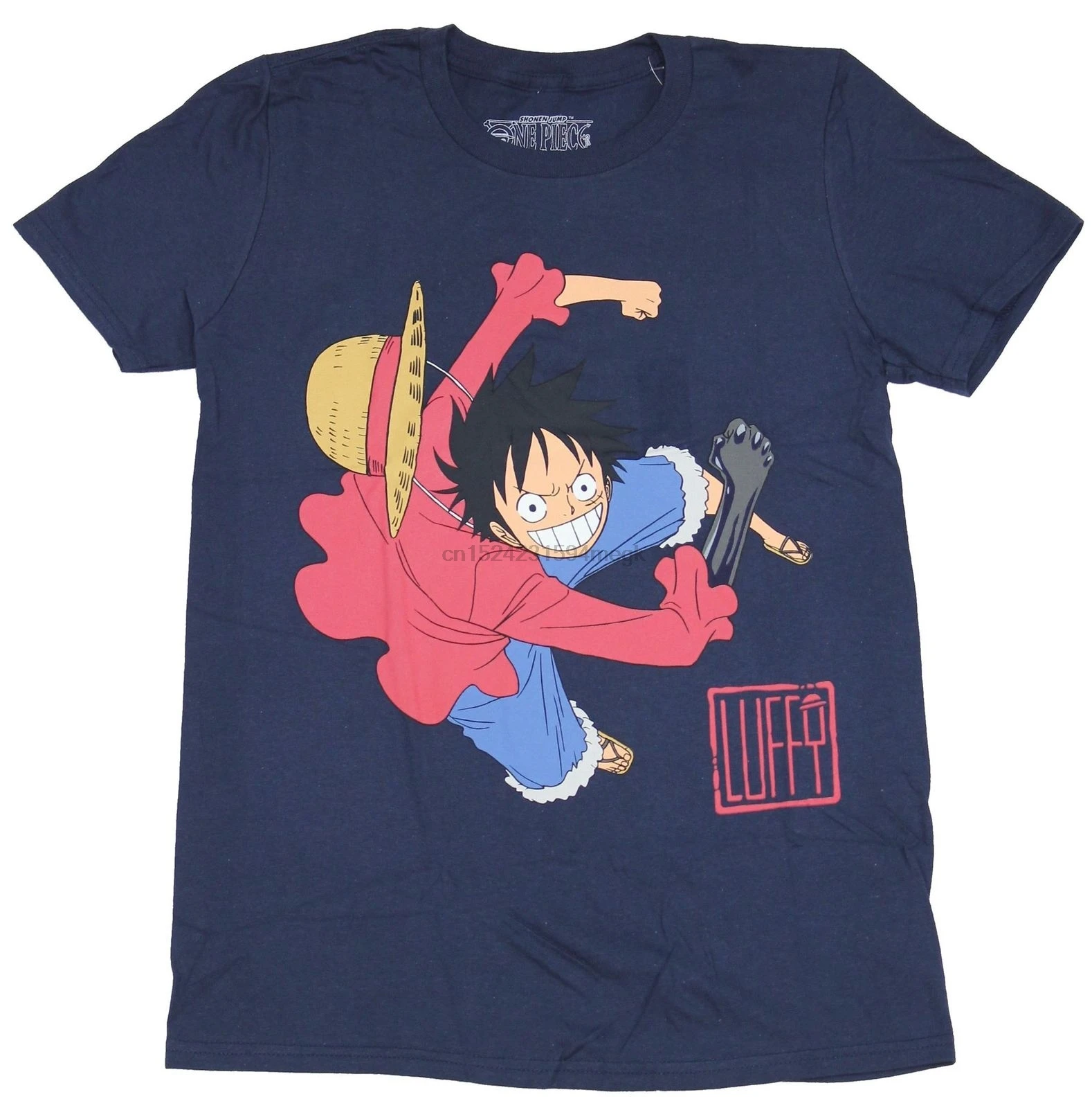 Один кусок Shonen Jump Мужская футболка-большая шелушивающая Луффи над именем | одежда
