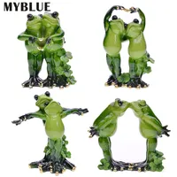 MYBLUE Kawaii Garden Animal Resin Couple Lovers Frog Wedding Figurine Miniatures Nordic Home Room Decoration Accessories Gift