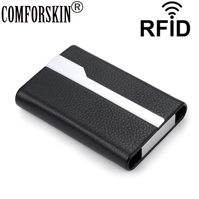 COMFORSKIN rfid держатель для карт из искусственной кожи и нержавеющей стали с защитой