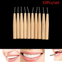 10pcs bamboo interdental brushes denta floss cleaners teeth brush toothpick tool