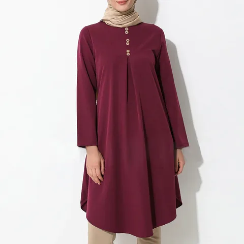 Блузка женская из сукна, повседневный Топ с длинным рукавом для мусульманских женщин, мусульманская Мода, Дубай