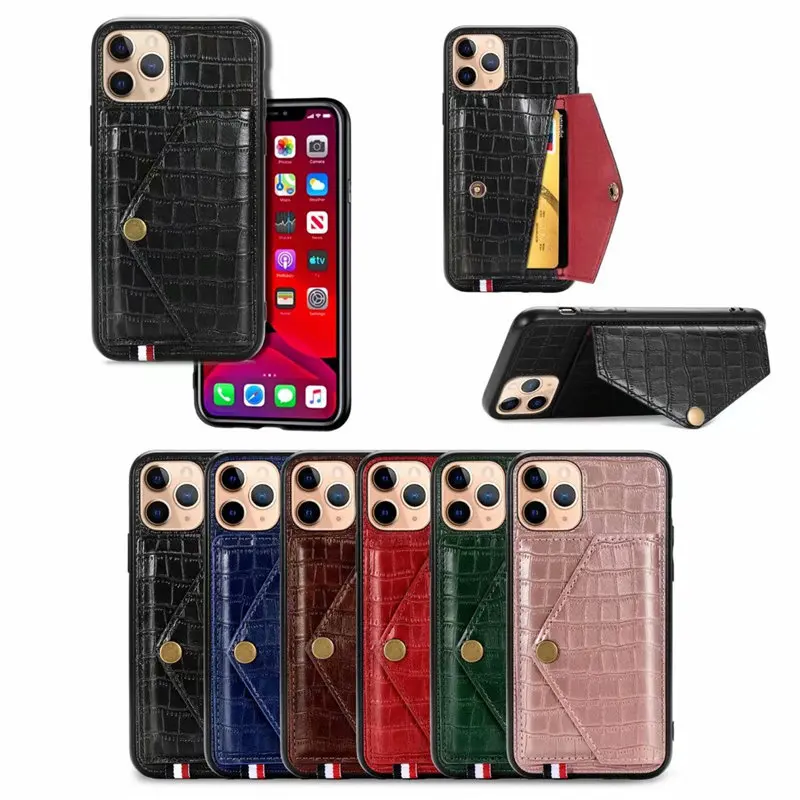 Роскошный чехол бумажник из крокодиловой кожи с отделением для карт iPhone 11 Pro Max XR XS
