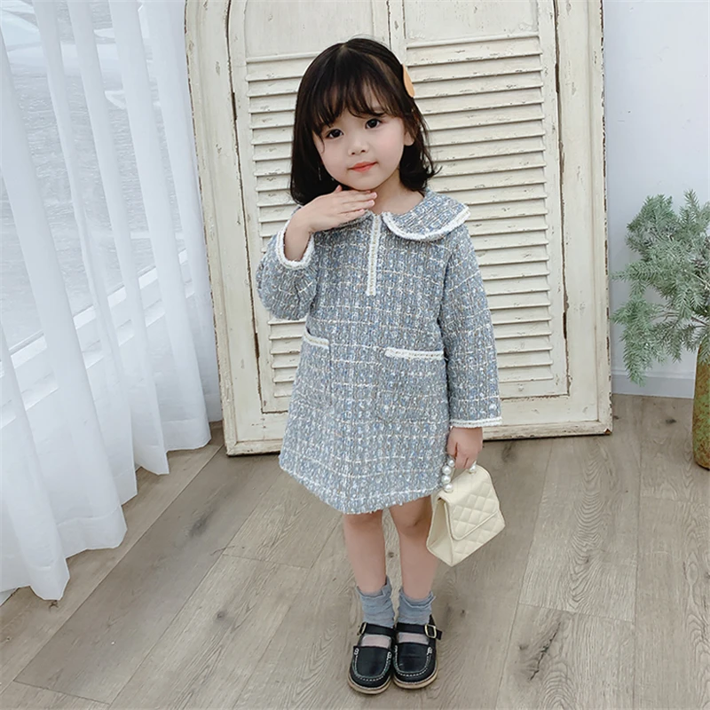 

Elegant Spring Winter Girls Dresses Teenagers Toddler Outwear Children Clothes School Uniform Dresses Long Sleeve Pink Blue High