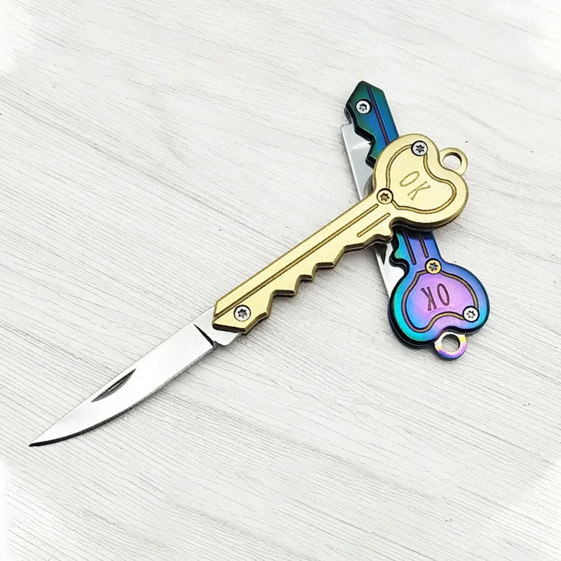Мини-нож в виде ключа складное кольцо для ключей брелок ящик складной карманный