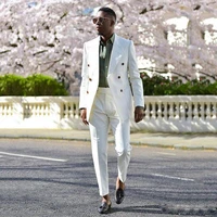 white double breasted mens wedding tuxedos peaked lapel slim fit wedding jacket and pants suits tailor made blazer