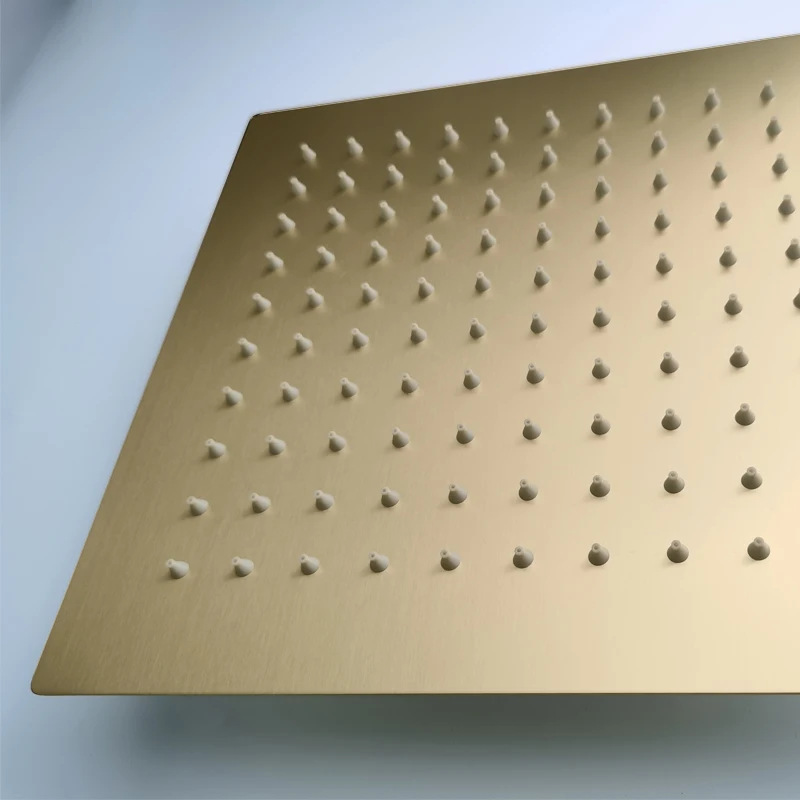 Золотистый медный смеситель для душа ванной комнаты настенный квадратный с