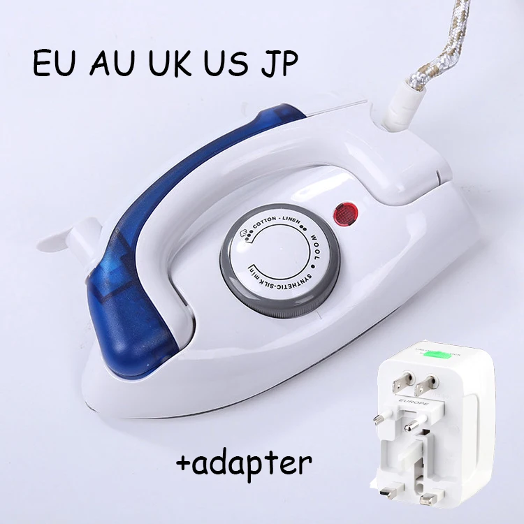 With adapter Мини Складной электрический паровой утюг для одежды, 3 шестерни, отпариватели для одежды, ручные электрические утюги для домашнего путешествия - Цвет: With adapter