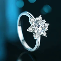 trendy 1ct 6 5mm d color moissanite sunflower engagement ring women 100 925 sterling silver diamond wedding rings with gra
