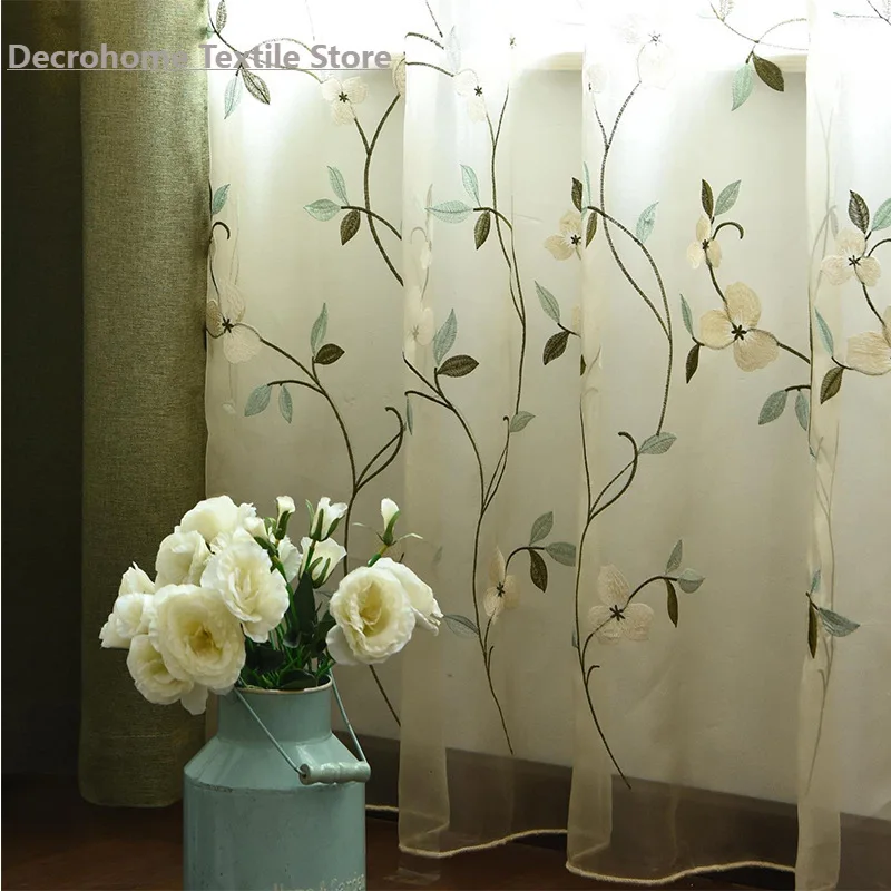 

Manufacturer Sells Korean Embroidered Yarn Fresh Natural Living Room Bedroom with A Hundred Sets of Window Screens