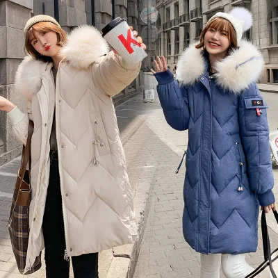 

Winter Hooded Warm Down Coat Women Casual Long Down Jackets Ladies Thicken Cotton Parka Plus Size Outerwear Korean Harajuku Coat