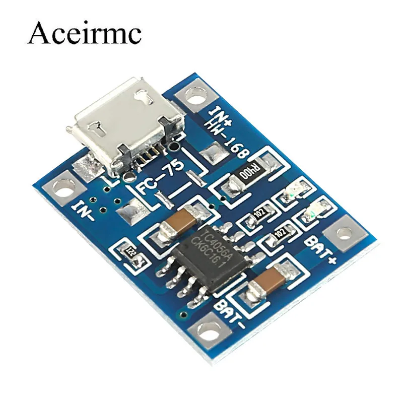 

Aceirmc TP4056 Charging Module 5V Micro USB 1A 18650 Lithium Battery Charging Board with Protection Charger Module