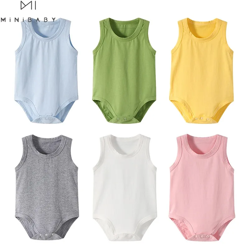 

Summer Baby Boys Clothes Sleeveless Bodysuits For Girls 2022 Cotton Twins Baby Jumpsuits 0-24m Newborn Pullover Vest Clothing
