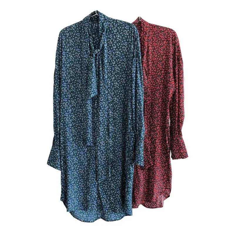 

Floral-Print Dress French Retro Loose-Fit Slimming Lantern Sleeve Gentle Wind Long Sleeve Medium-length Dress Children