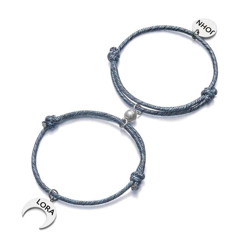 

Браслет с гравировкой имени, даты, солнца, Луны и магнитных застежек, 1 пара