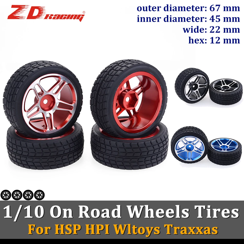 

SURPASS HOBBY ZD 4PCS on-Road Wheels Rubber Tires Aluminium Hub Hex 12mm for 1/10 Rc ARRMA Traxxas LOSI HPI HSP Wltoys Zd Racing