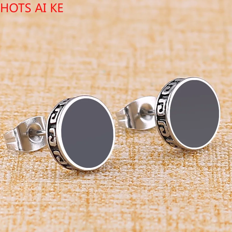 

Round Shape Vintage Stud Earrings for Men Women Unisex Trendy Titanium steel Party Ear Jewelry Gift