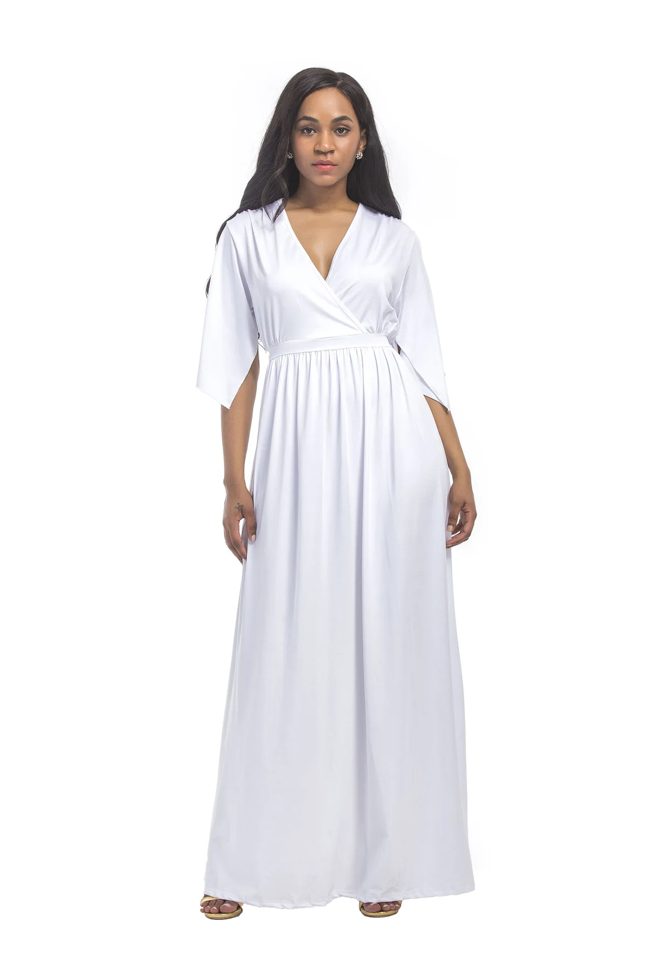 Maternity Breastfeeding Dresses Pregnant Women's High Waist Fold Dress Comfy Pregnancy Nursing Cotton Evening | Мать и ребенок