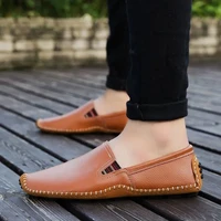 high quality hand stitched male formal shoes for men 2021 genuine leather loafers casual flat wedding shoes moccasin brown