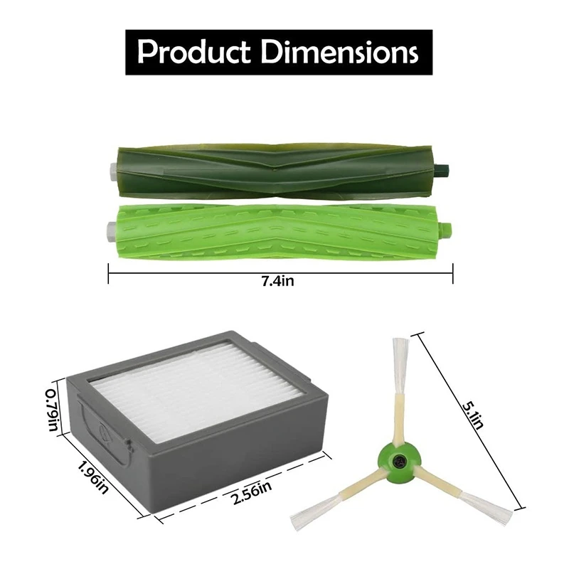 

Replacement Parts for IRobot Roomba I7 I7+ I8 I3 I6+ Plus E5 E6 E7 Vacuum, Brush HEPA Filters Edge-Sweeping Brushes Bags