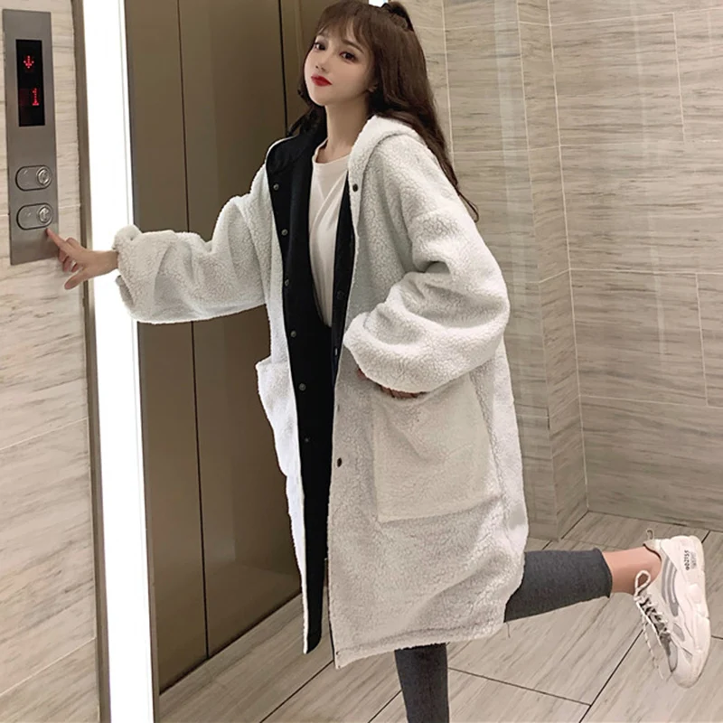 

Casual street Camouflage Lamb Wool coats Autumn winter loose hip hop oversize thicken warm zipper jacket women outerwear FC312