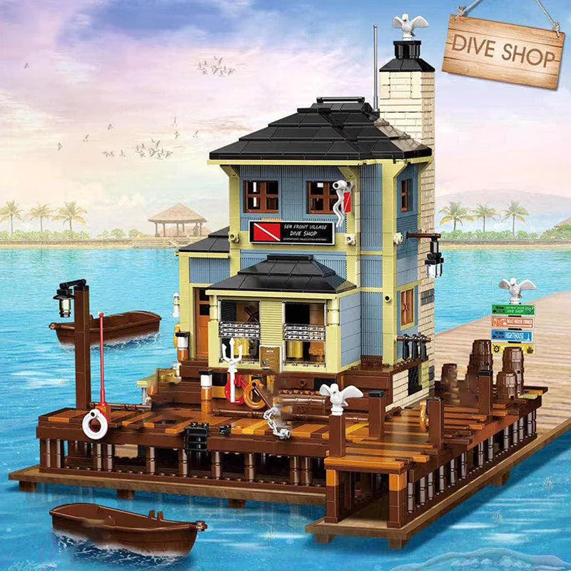 

Yeshin 12001 12002 Street Building Toys Dive Shop Model 16050 Building Blocks Bricks Assembly Kits Toys As Kids Christmas Gifts