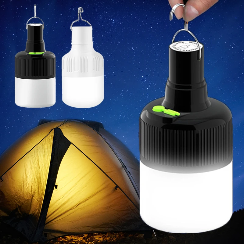 

Portable Tent Lamp USB Rechargeable LED Camping Lantern Hanging Bulb Emergency Lights Outdoor Garden BBQ Party Light Lanterns