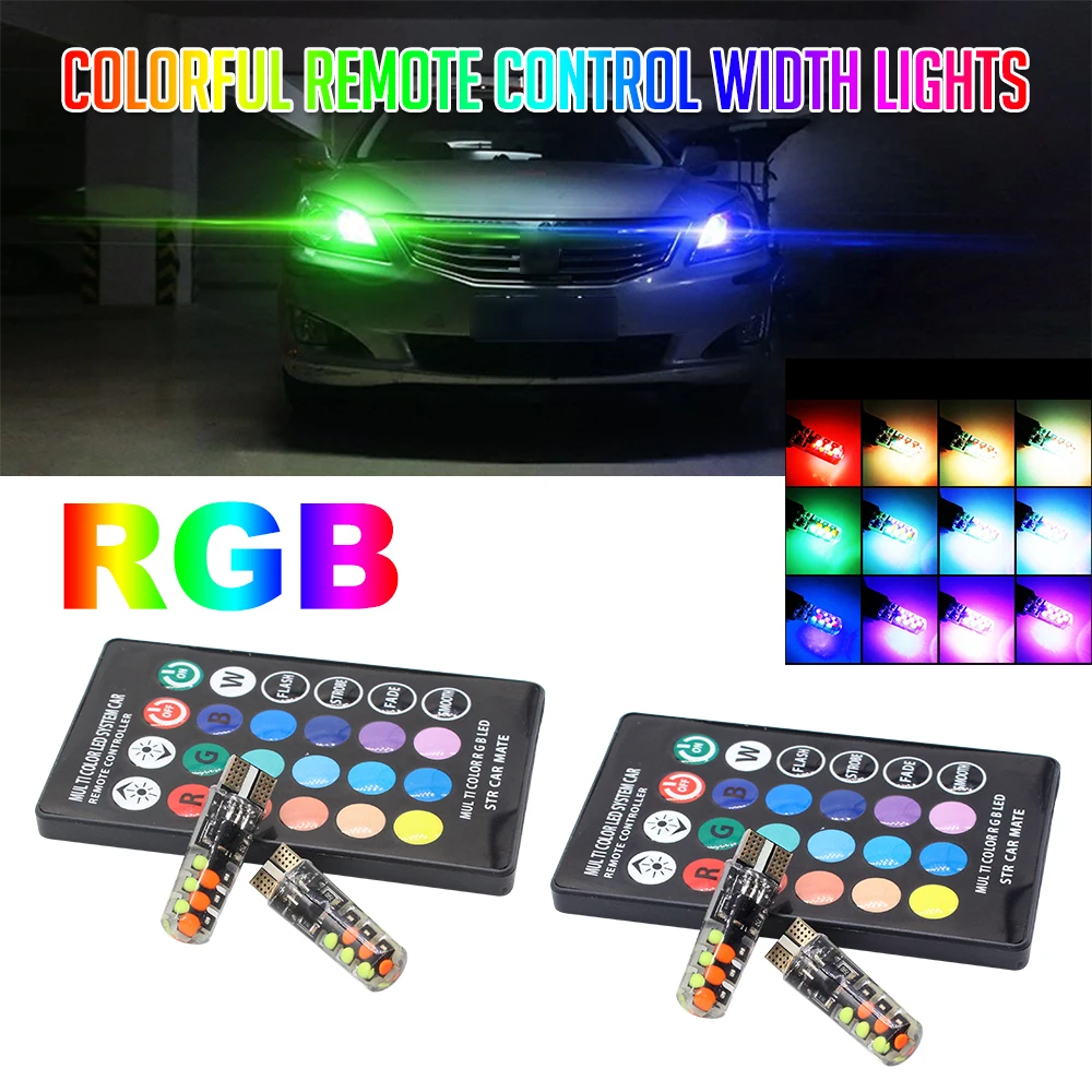 2 комплексветодиодный светодиодных ламп T10 RGB W5W 194 Светодиодные Габаритные огни