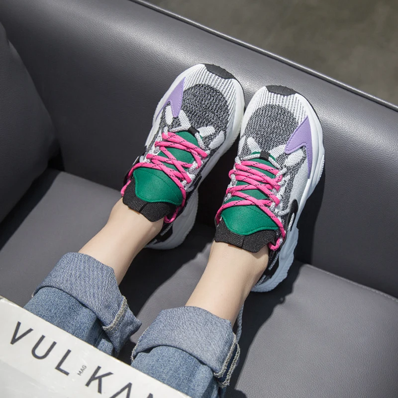 

Jookrrix 2020 Women Sneaker Autumn Women Fashion Increased Chunky Sneakers For Female Mesh breathable Thick Sole Shoes ZD2881