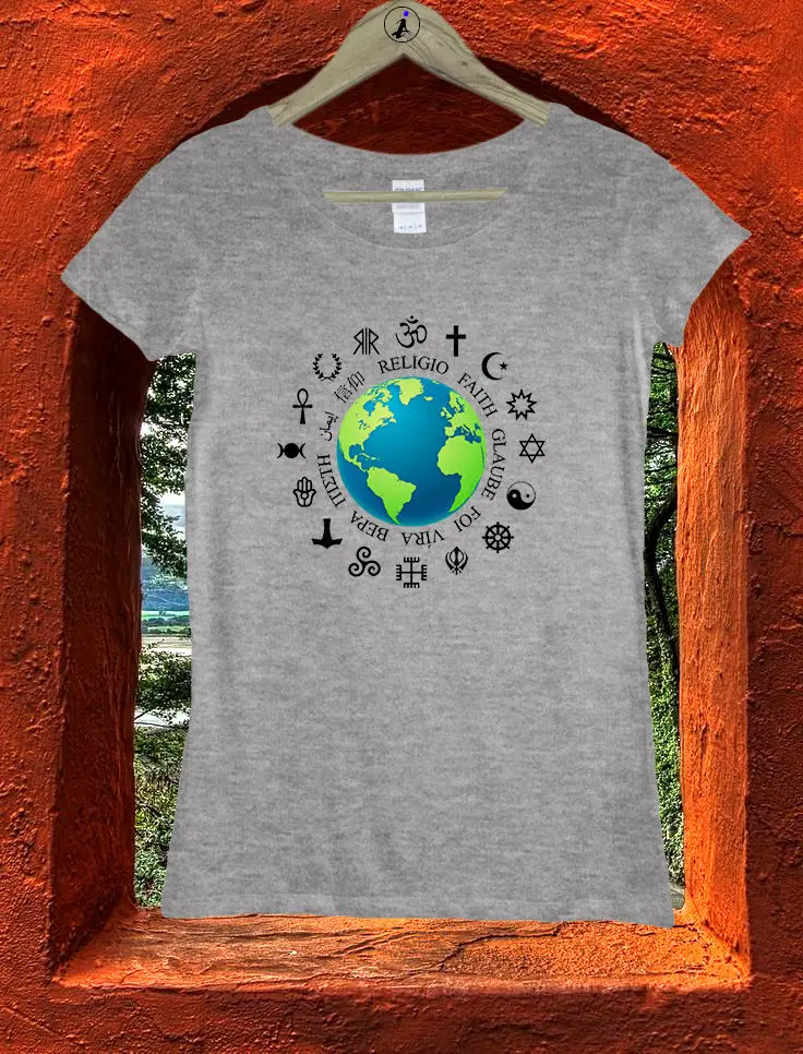 World All Religions Are Same One Love Cool Peace Women Girls Tshirt Top Tee W121 Casual pride t shirt men Unisex Fashion | Мужская