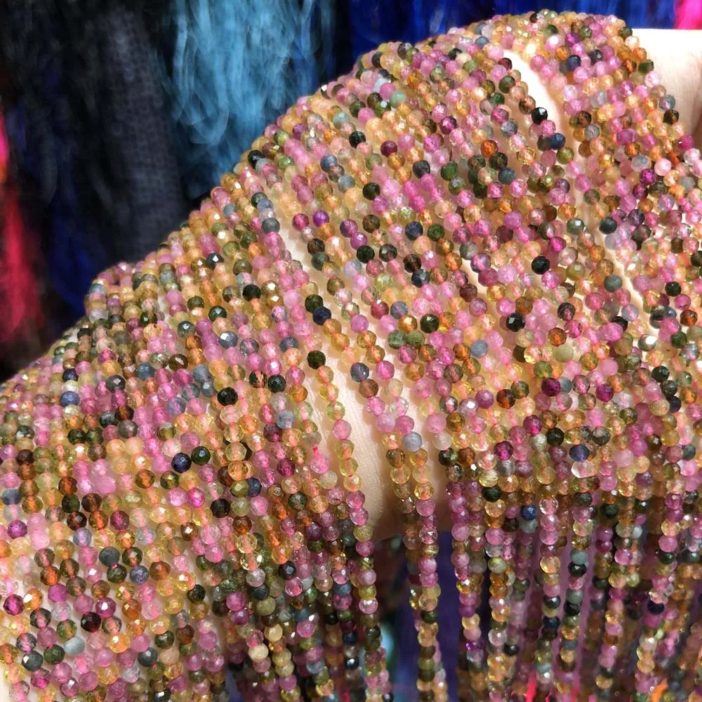 

Faceted Small Beads Natural Stone Beads Section Beads Tourmaline for Gifts or Jewelry Making Bracelet Necklace Accessories