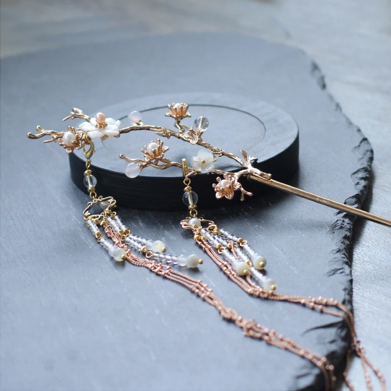 Резинка для волос с цветком лотоса палочки двойной Ленточки заколки свадебные