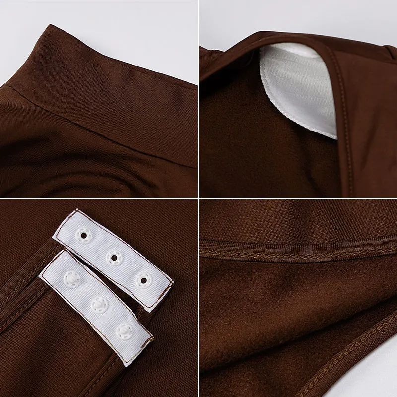 

Autumn Backless Turtleneck Women Bodysuit Shoulder Pad Long Sleeve Slim Female Bodysuits 2021 Solid Streetwear Sexy Lady Rompers