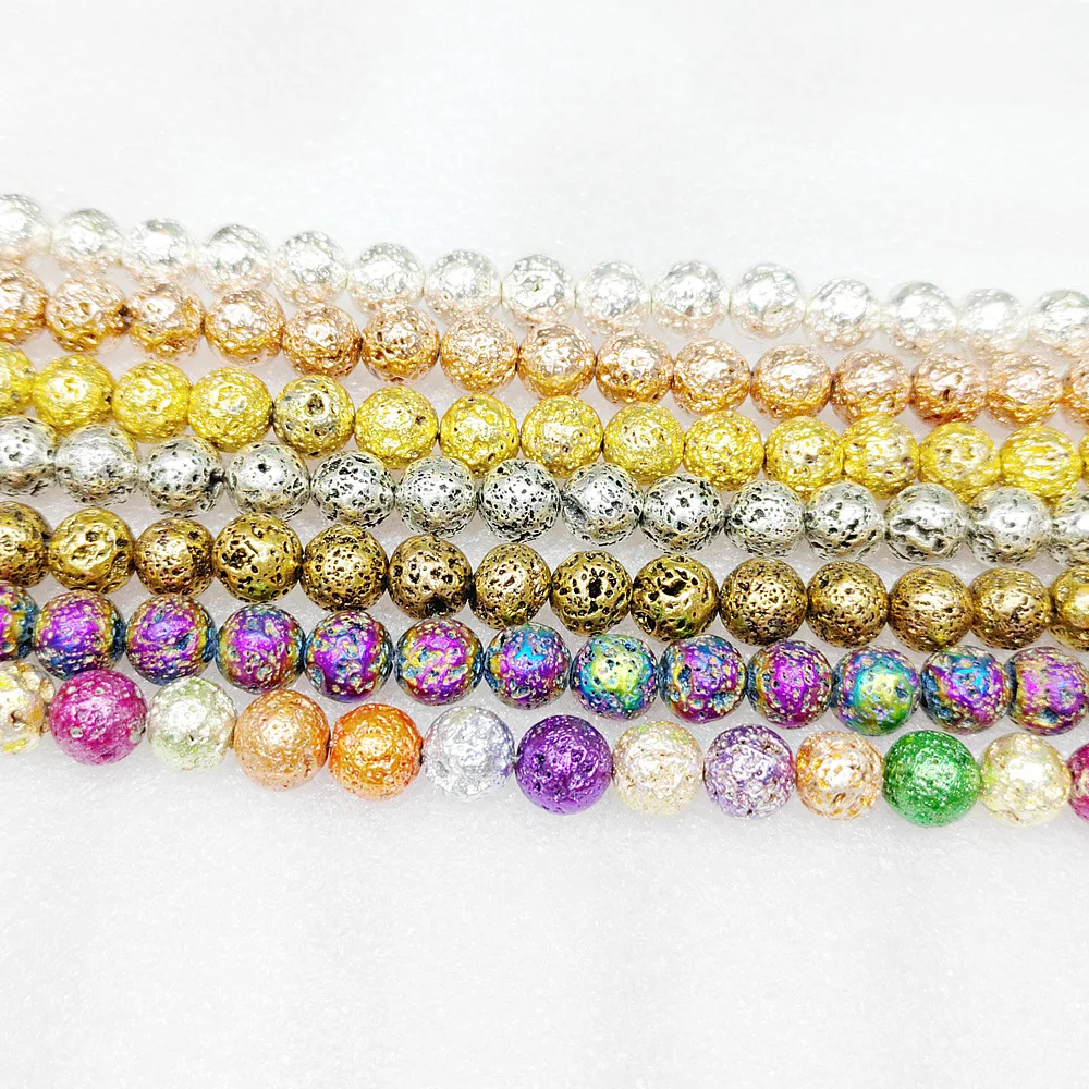 Позолоченные серебряные лавовые бусины из розового золота вулканические камни