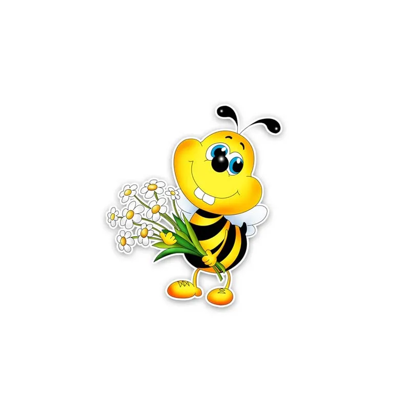 

Cartoon Car StickersPersonalized Car StickersThe Bees Hold A Bunch of Flowers Decal PVC Car Sticker Modelling18x15cm