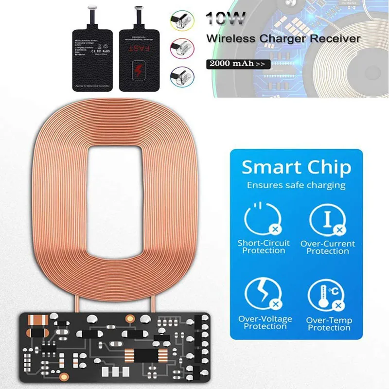 10w qi fast wireless charging receiver type c wireless charger adapter for samsung xiaomi huawei google oneplus lg htc nexus free global shipping