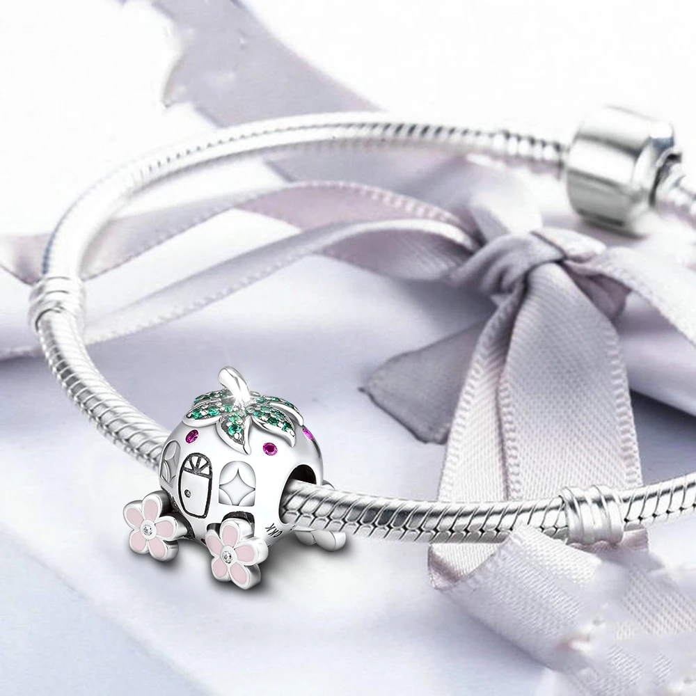 Металлические бусины CKK в виде клубники для женщин подвески из серебра 925 пробы с