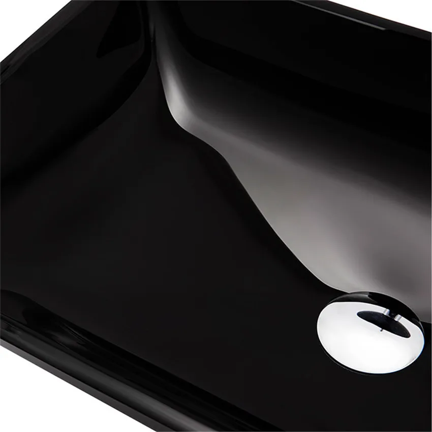 Смеситель для умывальника из черного закаленного стекла набор латуни Овальный