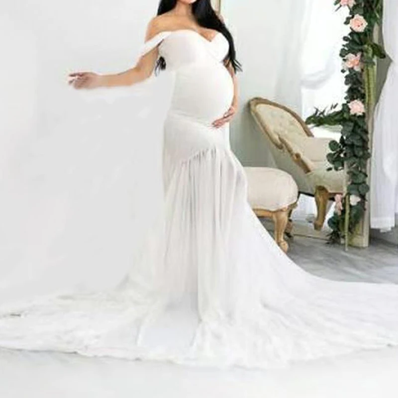 

Maternity Dresses 2022 Summer New Chiffon Elegant Pregnancy Photoshoot Dresses For Women Formal Fashion Pregnant Wedding Dresses