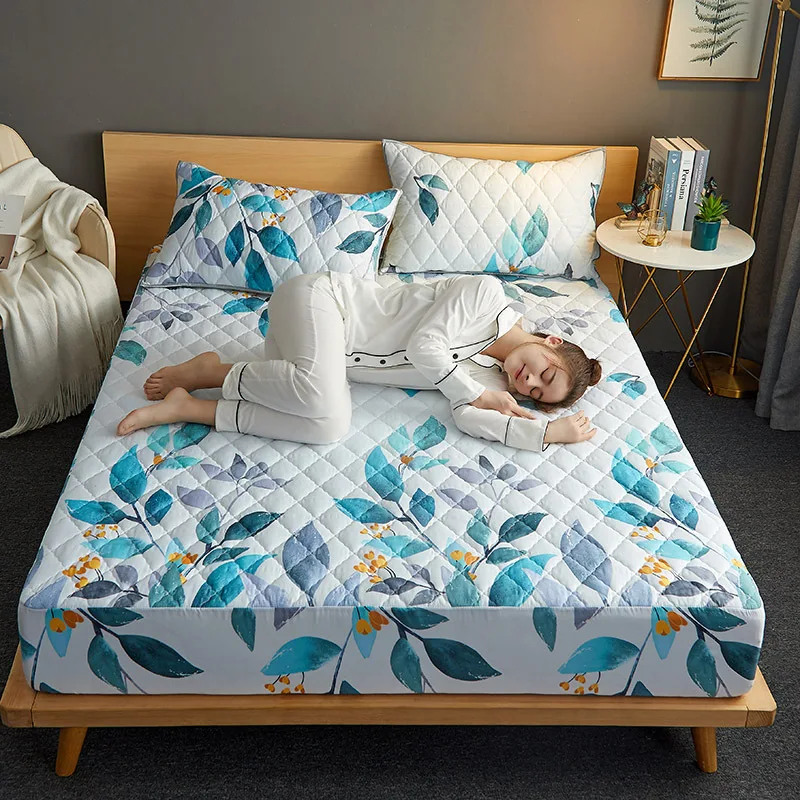 Cute Pattern Thicken Quilted Mattress Cover King Queen Bed Fitted Sheet Topper Air-Permeable Pad | Дом и сад