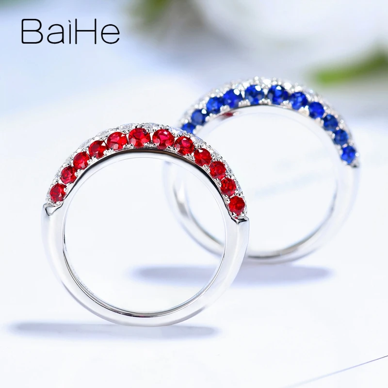 Кольцо BAIHE из белого золота 14 к с натуральным сапфиром 0 90ct/Рубином для женщин и