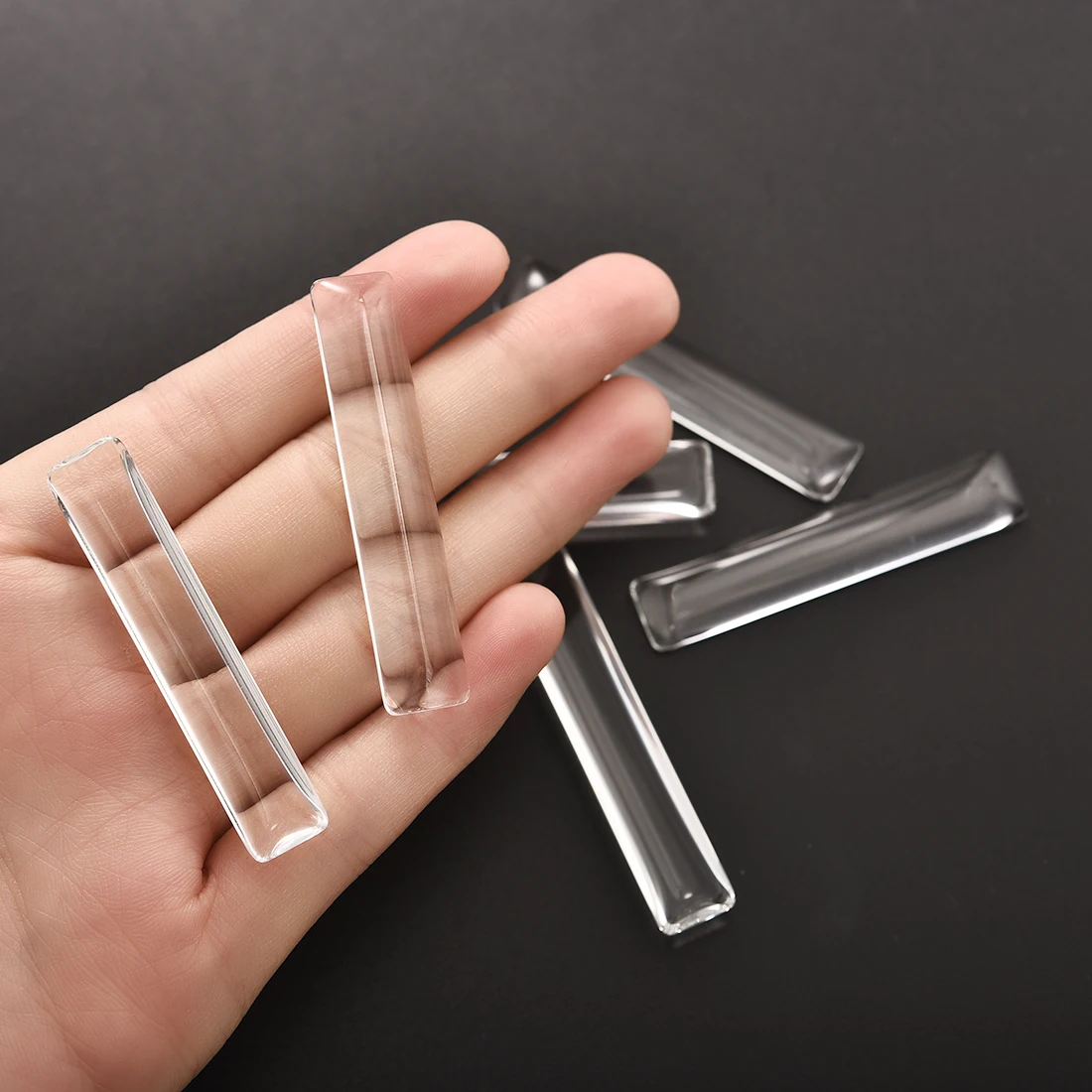 

5pcs 10x50mm Rectangle Glass Cabochons Jewelry Making Flat Cameo Fit Blank Pendant Base Tray Settings