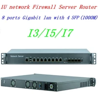 1u 8 lan 4 spf rack firewall router network server with 4g ram 64g ssd rj45 i3 4130 support ros mikrotik pfsense panabit wayos
