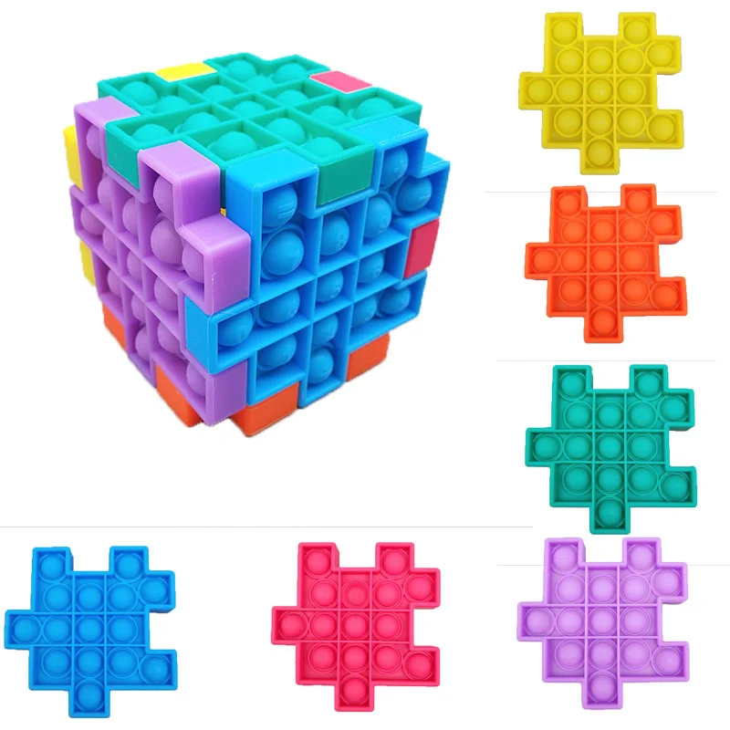 

Pop Fidget Toy Brick Jigsaw Rainbow Push Bubble Toys Anti Stress Adult Children Sensory Toy Relieve Autism Free Shipping