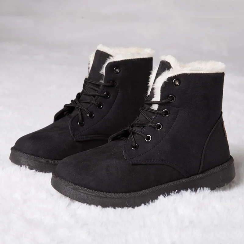 2019 г. Зимние сапоги женская обувь модные ботильоны для женщин теплые плюшевые