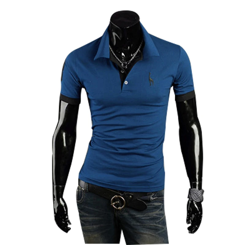 Рубашка-поло мужская с коротким рукавом облегающая деловая Повседневная