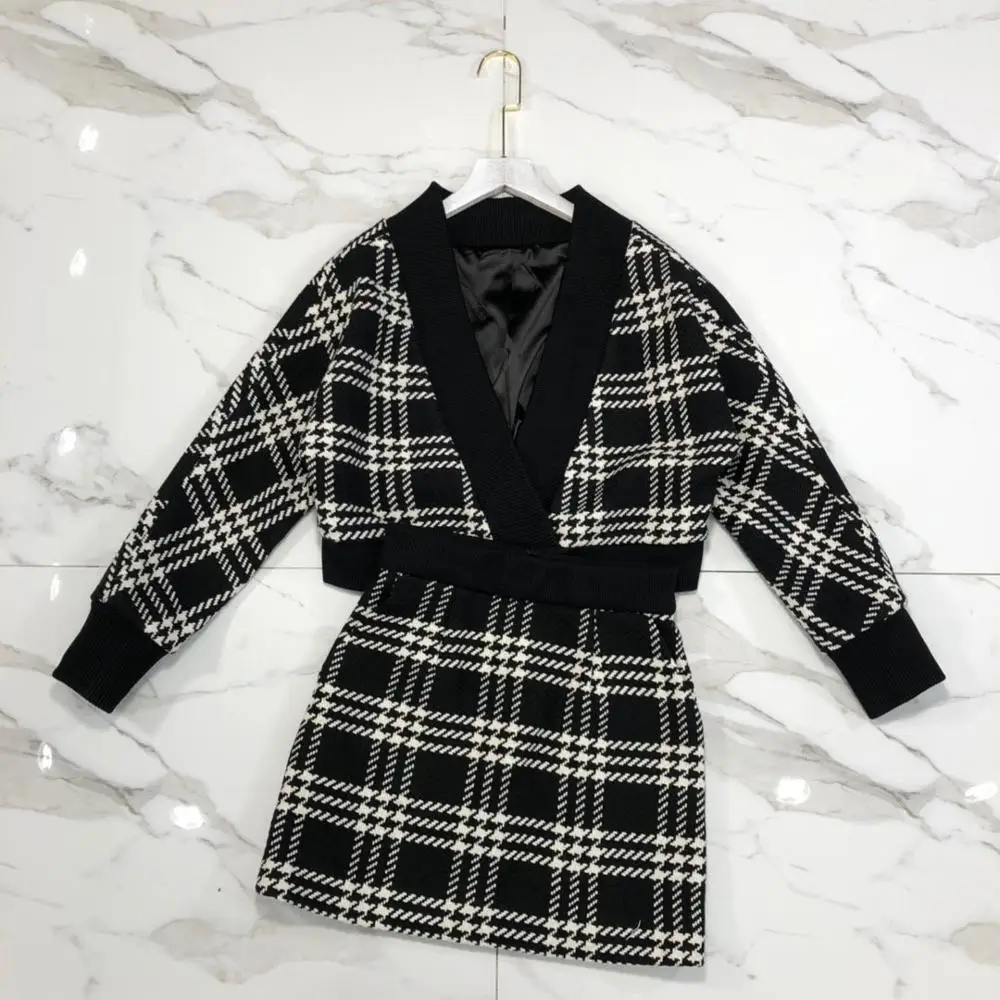 2020 осень полиэстер Повседневный Новый черный женский комплект куртка длинное