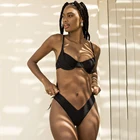 Женский раздельный купальник с чашками пуш-ап, однотонный купальник с высокой талией, Бразильский купальный костюм, лето 2022