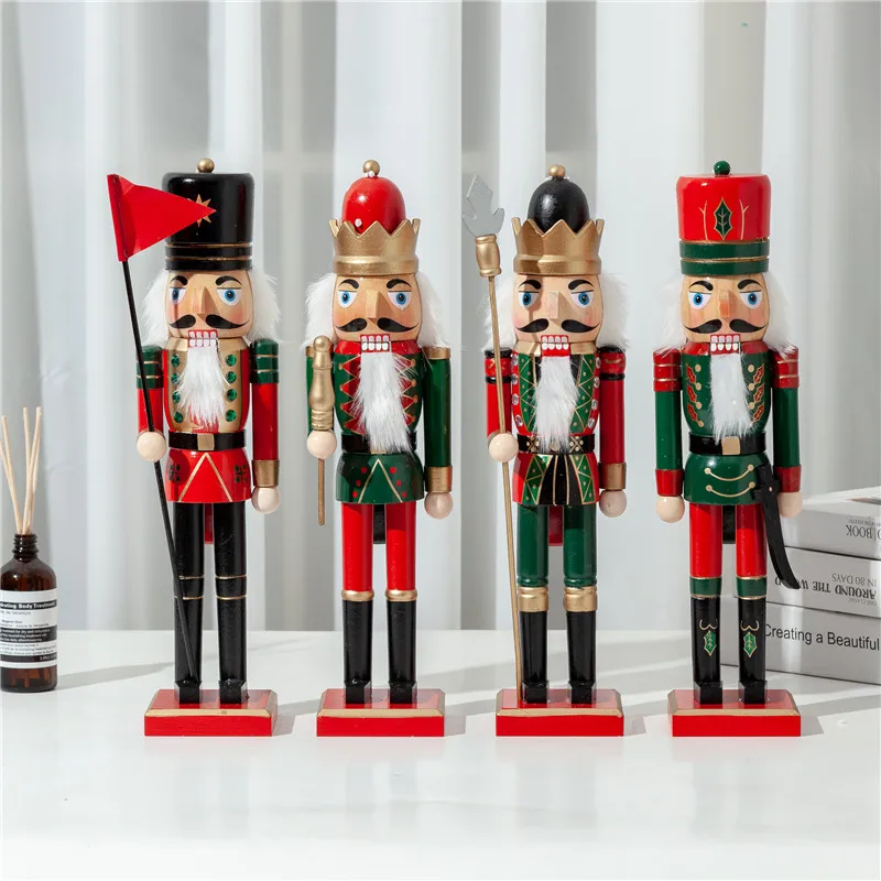 

38cm Christmas King Nutcracker Flag Soldier Puppets Exquisite Painted Nutcracker Children Christmas Gift Toy ht185